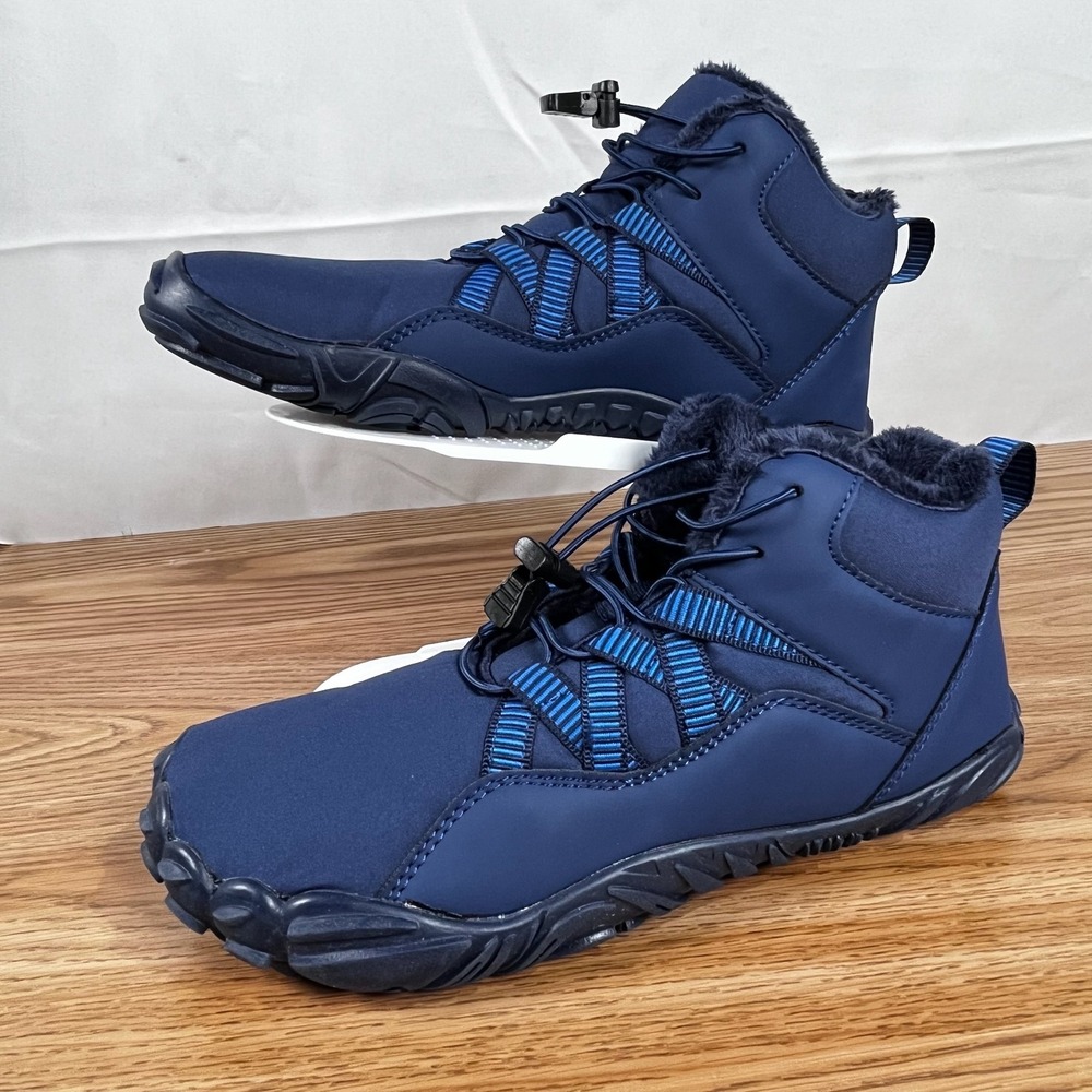 HYKES Women Snow Boots Faux Fur Lined Waterproof Navy Blue‎ Size 8